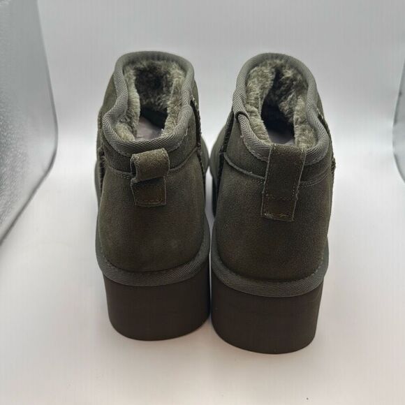 CUSHIONAIRE Hippy Womenβs Platform Ankle Bootsβ SIZE 8.5 OLIVE - Picture 4 of 7